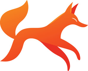 Orange Fox Animal Logo Design Illustration