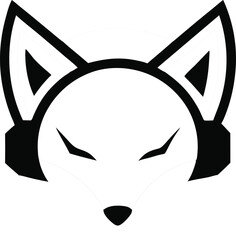 Fox Head with Headphones Logo Design