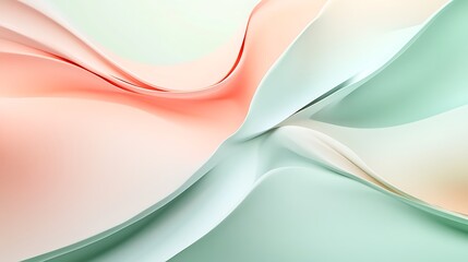 Obraz premium 3D-rendered abstract shapes in pastel peach and mint green with smooth transitions for beauty design