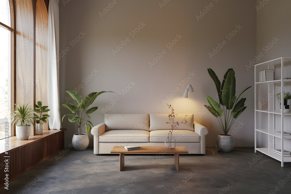 Wall mural minimalist interior design of modern living room