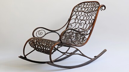 Ornate Metal Rocking Chair with Twisted and Intertwined Design