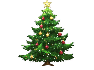 Fototapeta premium Christmas tree, cutout isolated on white, transparent png background