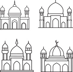 Mosque Line icon set. Mosque icon illustration