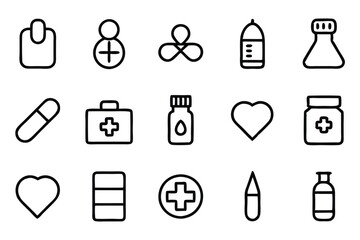 A versatile set of medicine and healthcare icons including medication, doctors, Medicare, and medical tools. Perfect for healthcare apps, websites, and educational designs.
