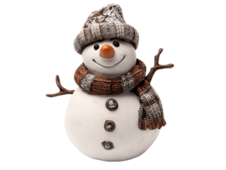 snowman cutout isolated on white, transparent png background, Christmas winter celebration