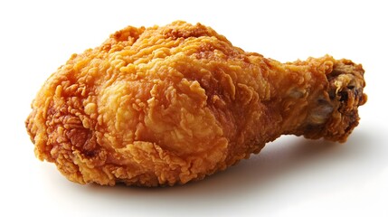 Closeup of Crispy Golden Fried Chicken Dish on Plain White Background