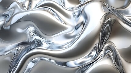 Captivating Abstract Silver Liquid Metal Flowing Waves Background