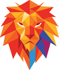 Abstract Geometric Lion Head Illustration
