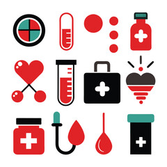 A versatile set of medicine and healthcare icons including medication, doctors, Medicare, and medical tools. Perfect for healthcare apps, websites, and educational designs.
