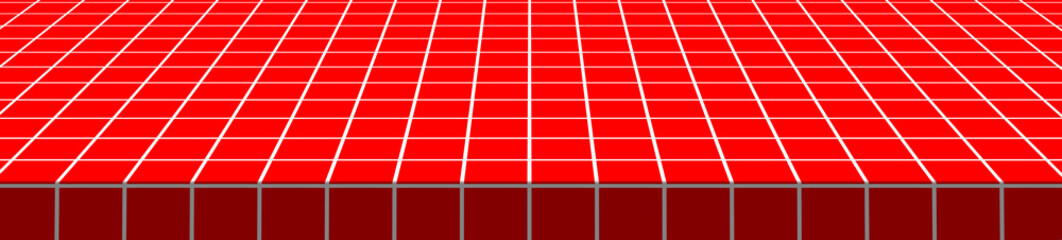 empty on top table. A red and white plaid tablecloth is placed on the table. You can put anything on the tablecloth to sell your products.