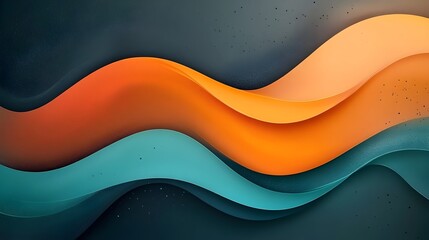 Vibrant Teal and Orange Gradient Waves Abstract Retro Graphic Background