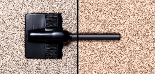 Steam cleaner on light carpet, showing before and after effect, emphasizing quality cleaning results and professional maintenance services