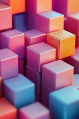 Obraz premium Abstract Geometric Blocks in Vibrant 3D Render Background Design