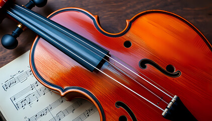 Top-Down View of Violin on Sheet Music