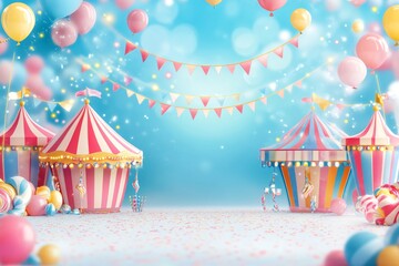 Obraz premium Colorful Carnival Scene with Spinning Rides and Fun
