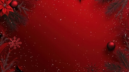 Red christmas banner with snowflakes. Merry Christmas and Happy New Year greeting banner. Horizontal new year background, headers, posters, cards, website.Vector illustration