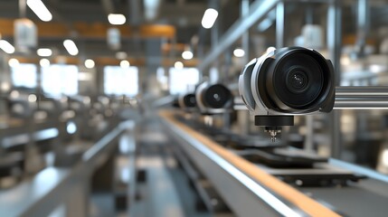 Robotic vision sensor camera system in intellegence factory,manufacturing industry for industry 4.0 and technology concept.