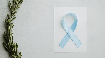 A postcard promoting National Diabetes Month with a simple yet impactful design, featuring a ribbon and a diabetes awareness logo, complemented by educational messaging to encourag