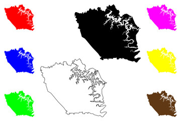 DeKalb County, State of Tennessee (U.S. county, United States of America, USA, U.S., US) map vector illustration, scribble sketch De Kalb map
