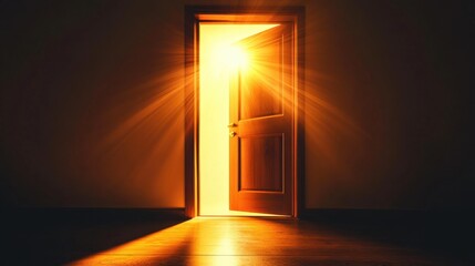Dark corridor with bright light shining from an ajar door, evoking feelings of hope and fresh starts.