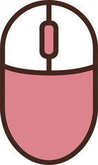 Computer mouse icon in a pink and brown color scheme with a simple flat design, 간단한 플랫 디자인의 분홍색과 갈색 색조로 표현된 컴퓨터 마우스 아이콘