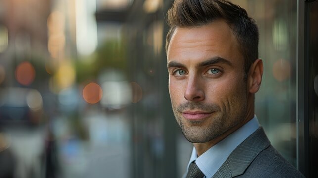 A businessman making direct eye contact with the camera, conveying trustworthiness and reliability.