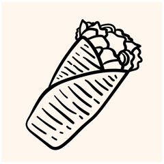 Burrito isolated With illustration style doodle and line art