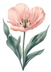 Fototapeta premium flower illustration in vintage style art, isolated on white background