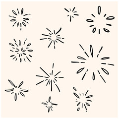 Star burst or water splash With illustration style doodle and line art