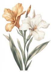 Obraz premium flower illustration in vintage style art, isolated on white background