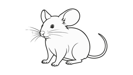 cute realistic mouse outline illustration in vector
