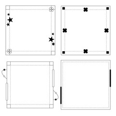frame set create from square shape with star and flower ,black line.