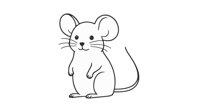 little mouse outline vector illustration