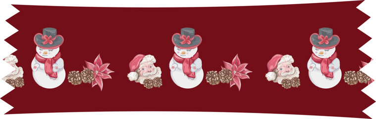 Cute christmas washi tape on white background. Vector illustration.