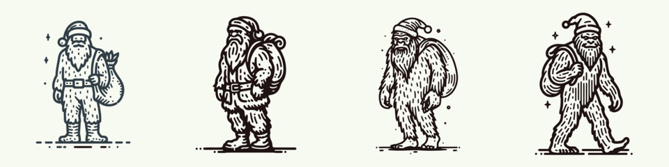 Bigfoot in Santa Costume with Sack