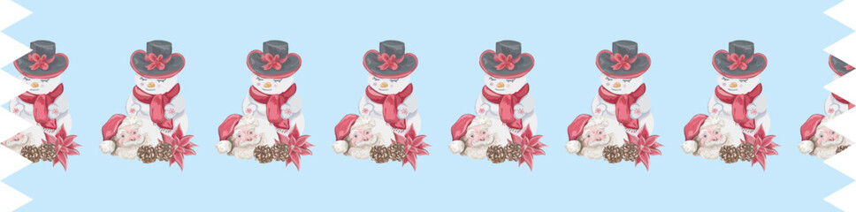 Cute christmas washi tape on white background. Vector illustration.