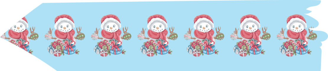 Cute christmas washi tape on white background. Vector illustration.