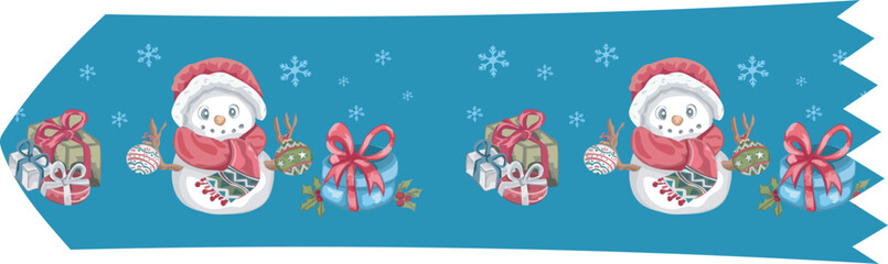 Cute christmas washi tape on white background. Vector illustration.