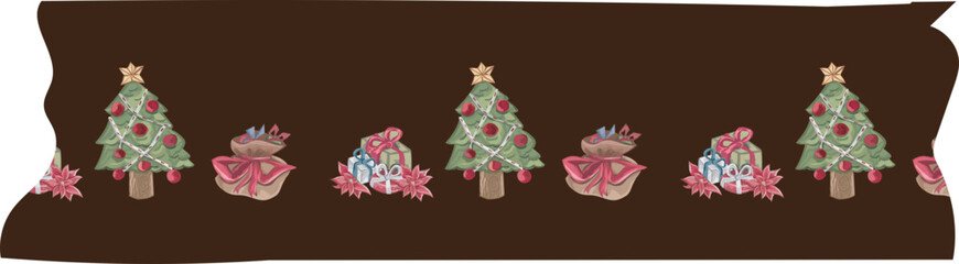 Cute christmas washi tape on white background. Vector illustration.