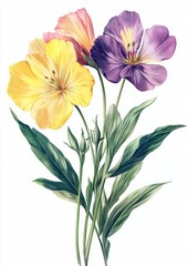 Obraz premium flower illustration in vintage style art, isolated on white background
