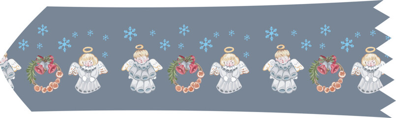 Cute christmas washi tape on white background. Vector illustration.