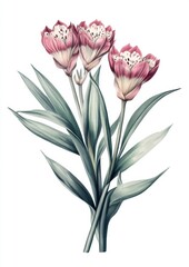 Obraz premium flower illustration in vintage style art, isolated on white background