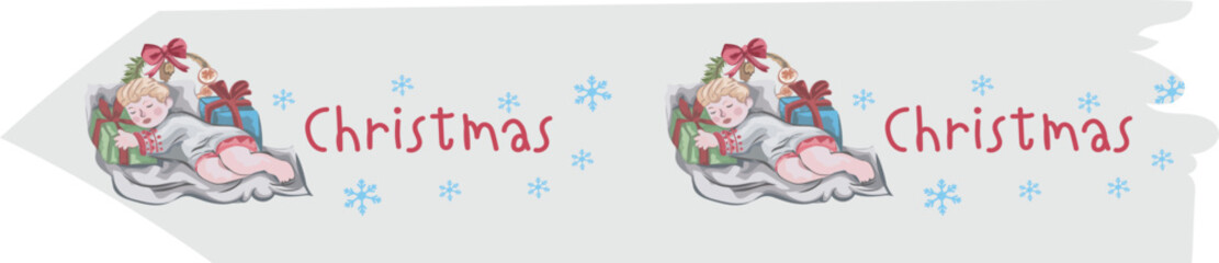 Cute christmas washi tape on white background. Vector illustration.