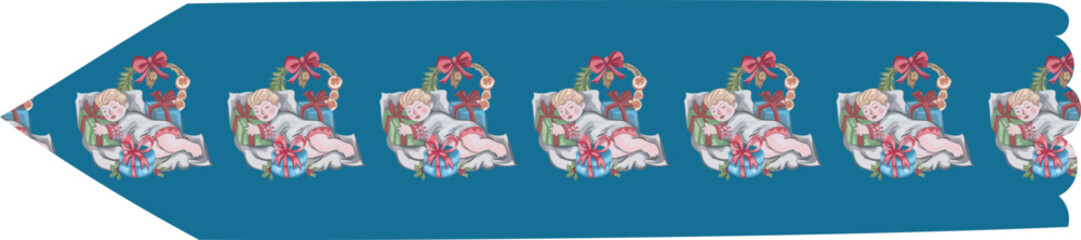 Cute christmas washi tape on white background. Vector illustration.