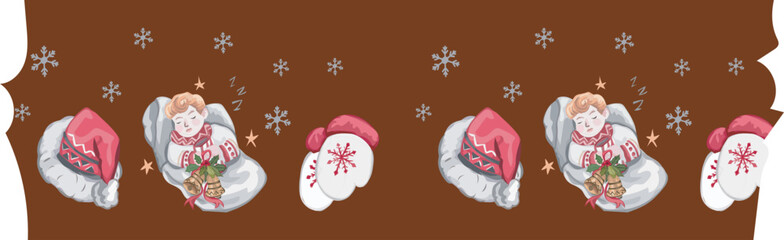 Cute christmas washi tape on white background. Vector illustration.