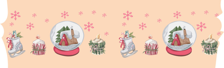 Cute christmas washi tape on white background. Vector illustration.