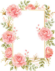 Pink Rose Floral Frame Border Design