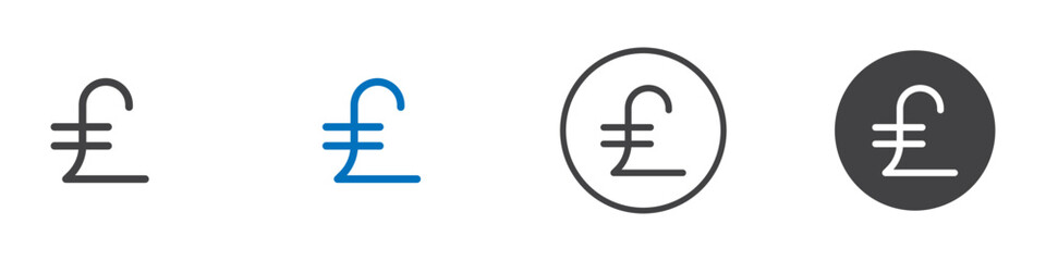 Pound icon Thin line art isolated