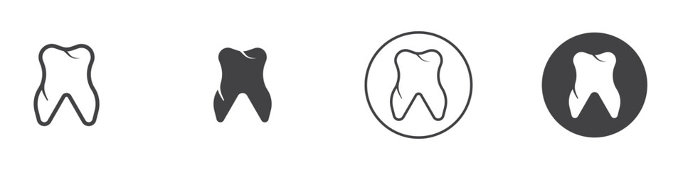 Tooth icon Thin line art isolated