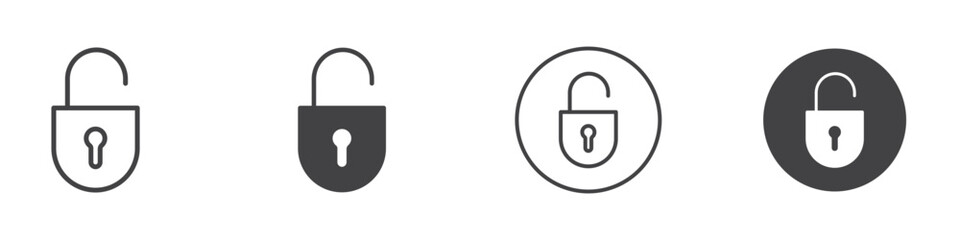 Unlock icon Thin line art isolated